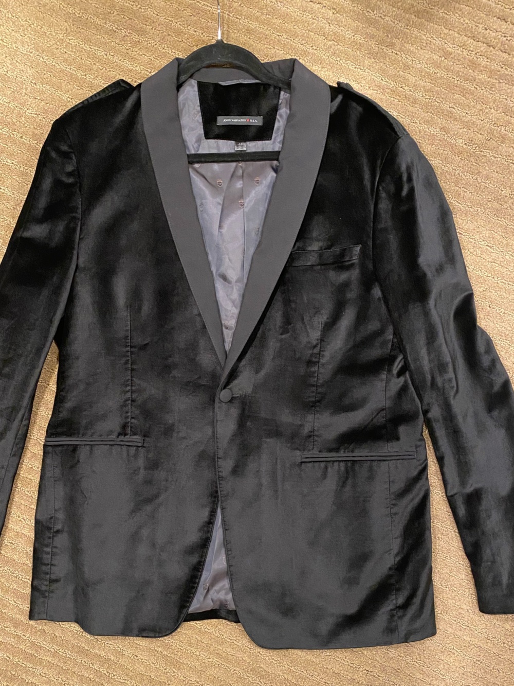John Varvatos Black Velvet Collar Blazer